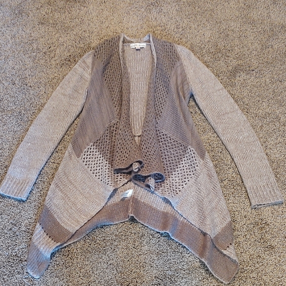 Knox Rose Sweaters - Knox Rose Taupe and Beige Open Front Cardigan
